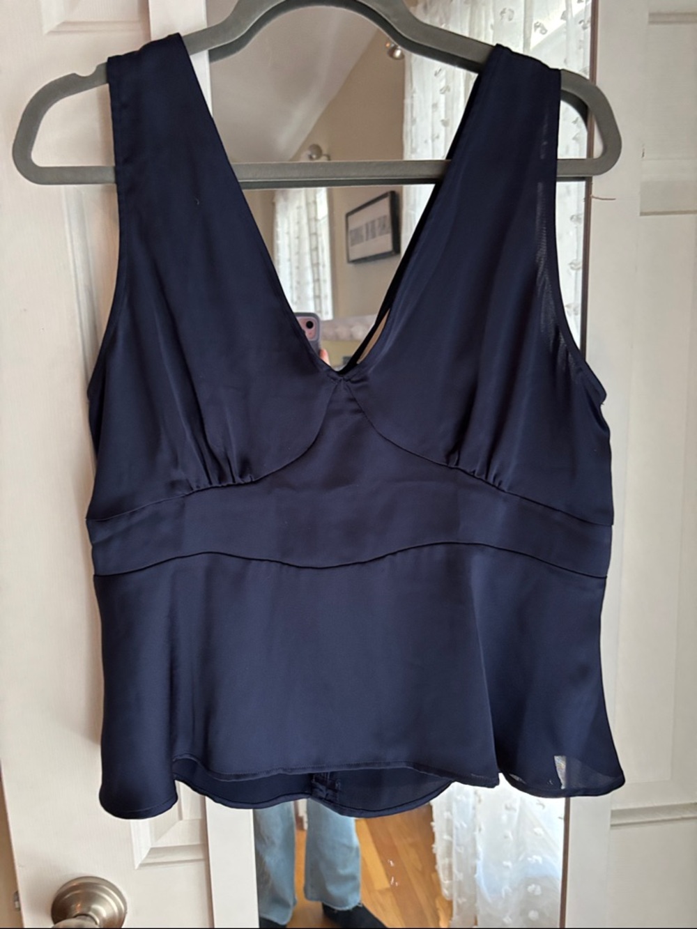 LOFT Dark Navy Satin V-Neck Camisole